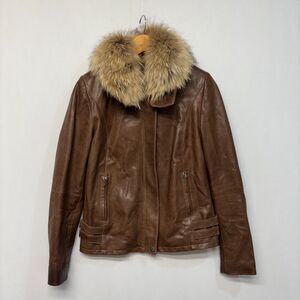Overland Women 100% Lamb Leather Jacket Size Small Brown Full Zip C044 -17